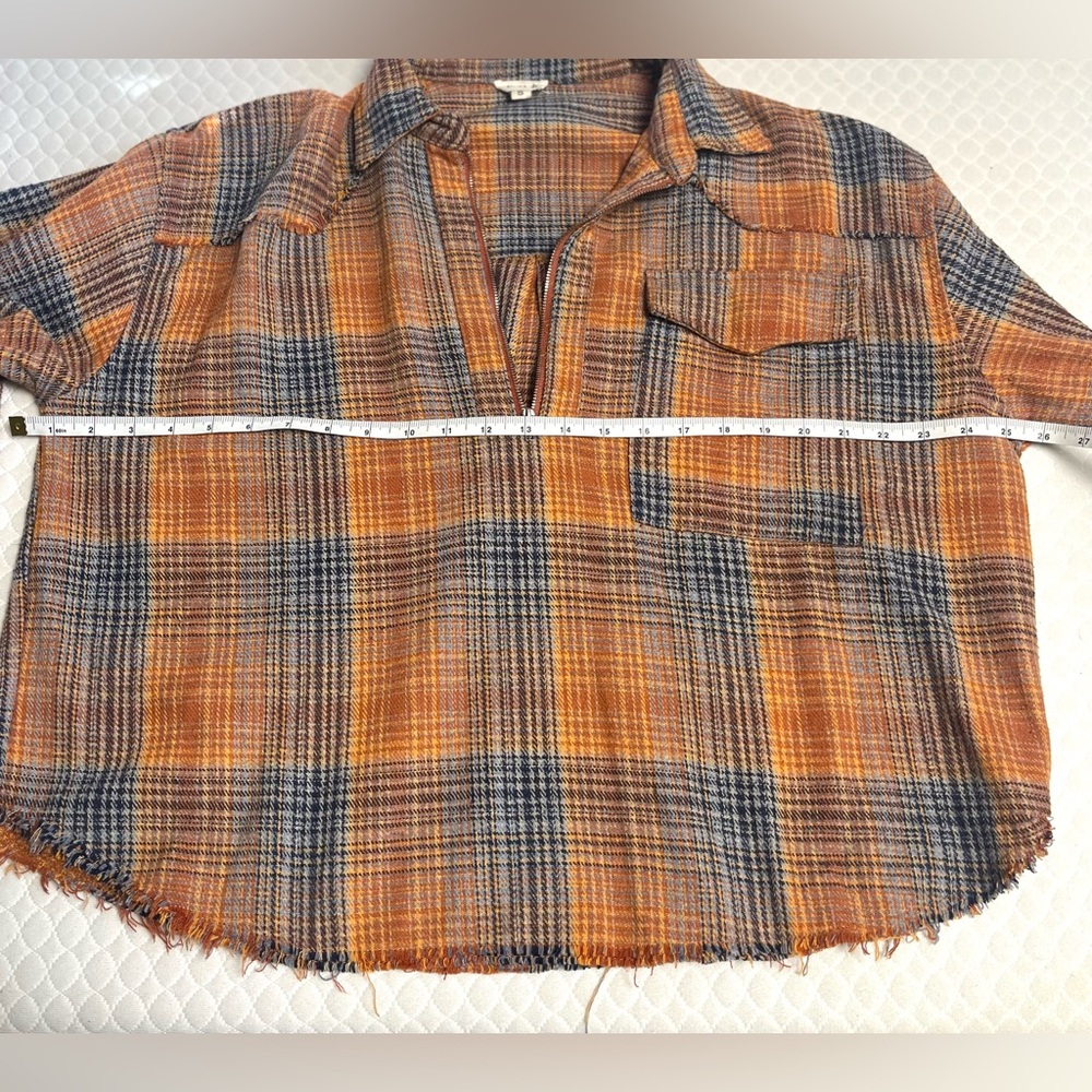 Plaid Orange and Blue Women's Shirt - Picture 8 of 8